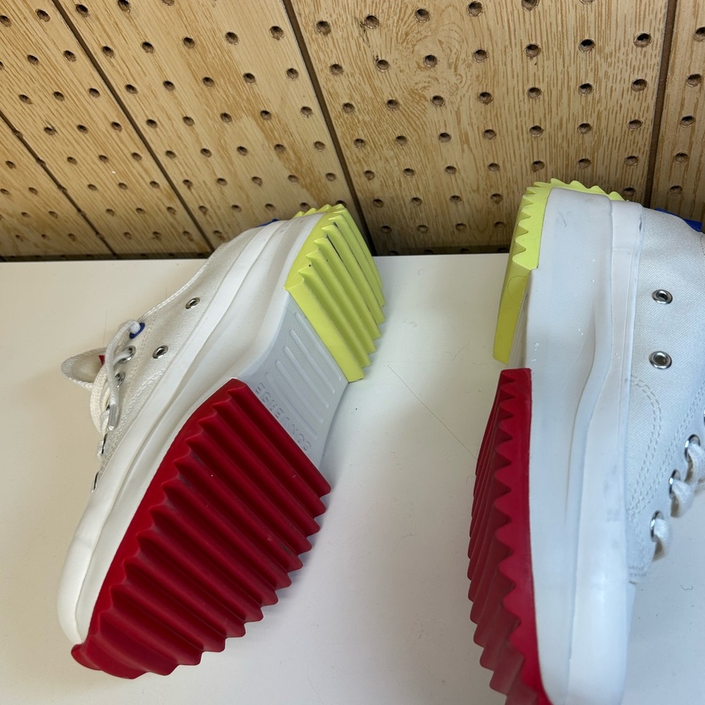Converse Chuck Taylor White and Red Platform Sneakers - Picture 7 of 13